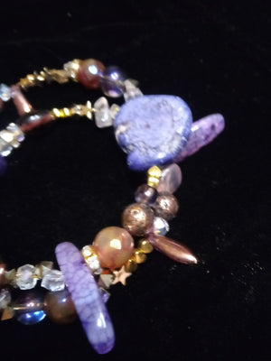 2 Row Luxe Lotta Cosmic Agate Purple Bracelet