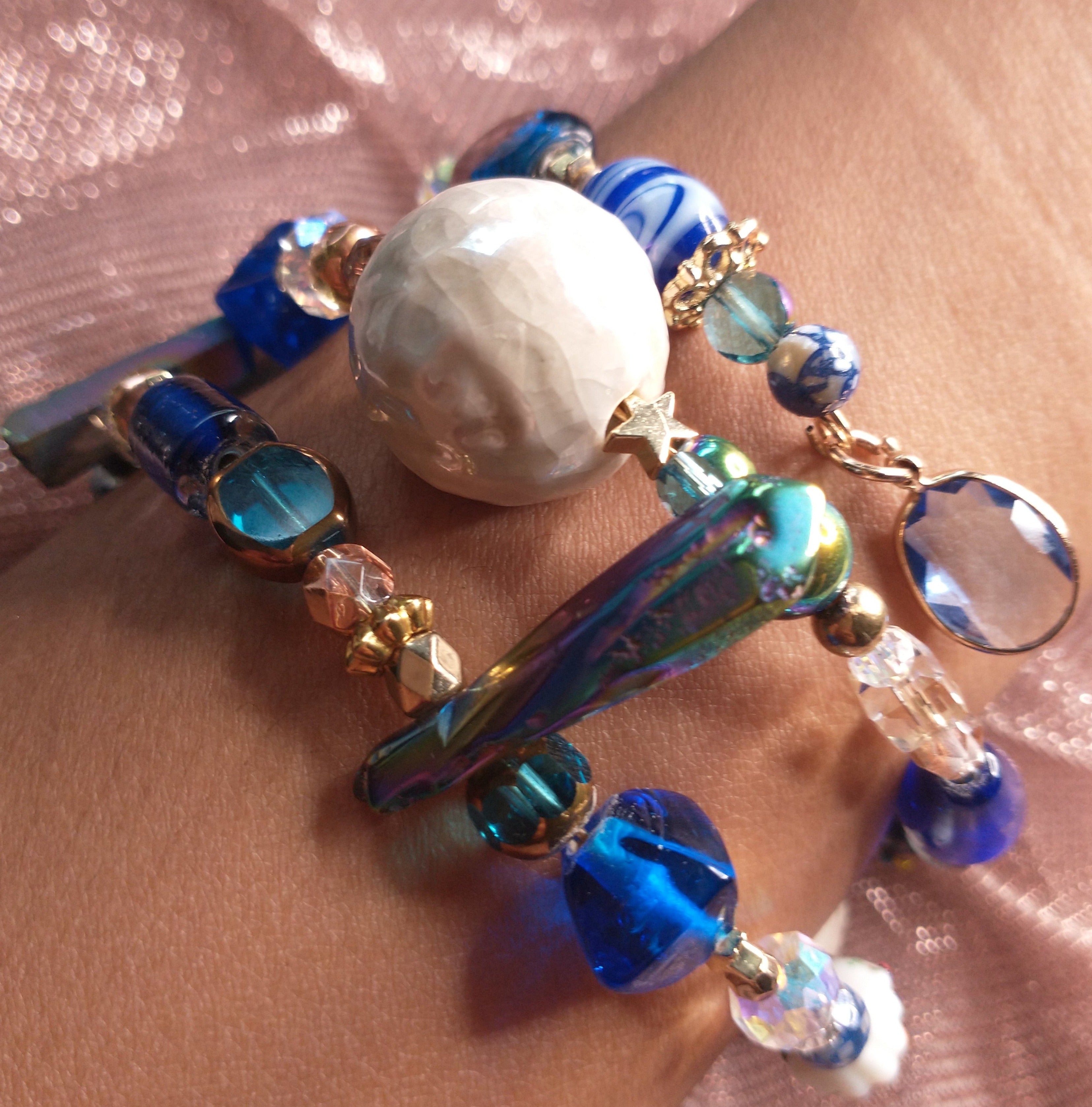3 Row Luxe Lotta Blue Iris Bracelet